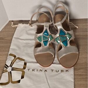 Trina Turk Metallic Gemstone Sandals – Size 10M